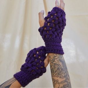Posh Purple Handmade Crochet Hand Warmers